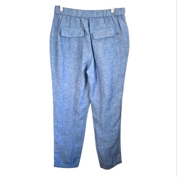 Nicole Miller Blue Linen High Waist Cropped Pants Medium - Picture 5 of 7